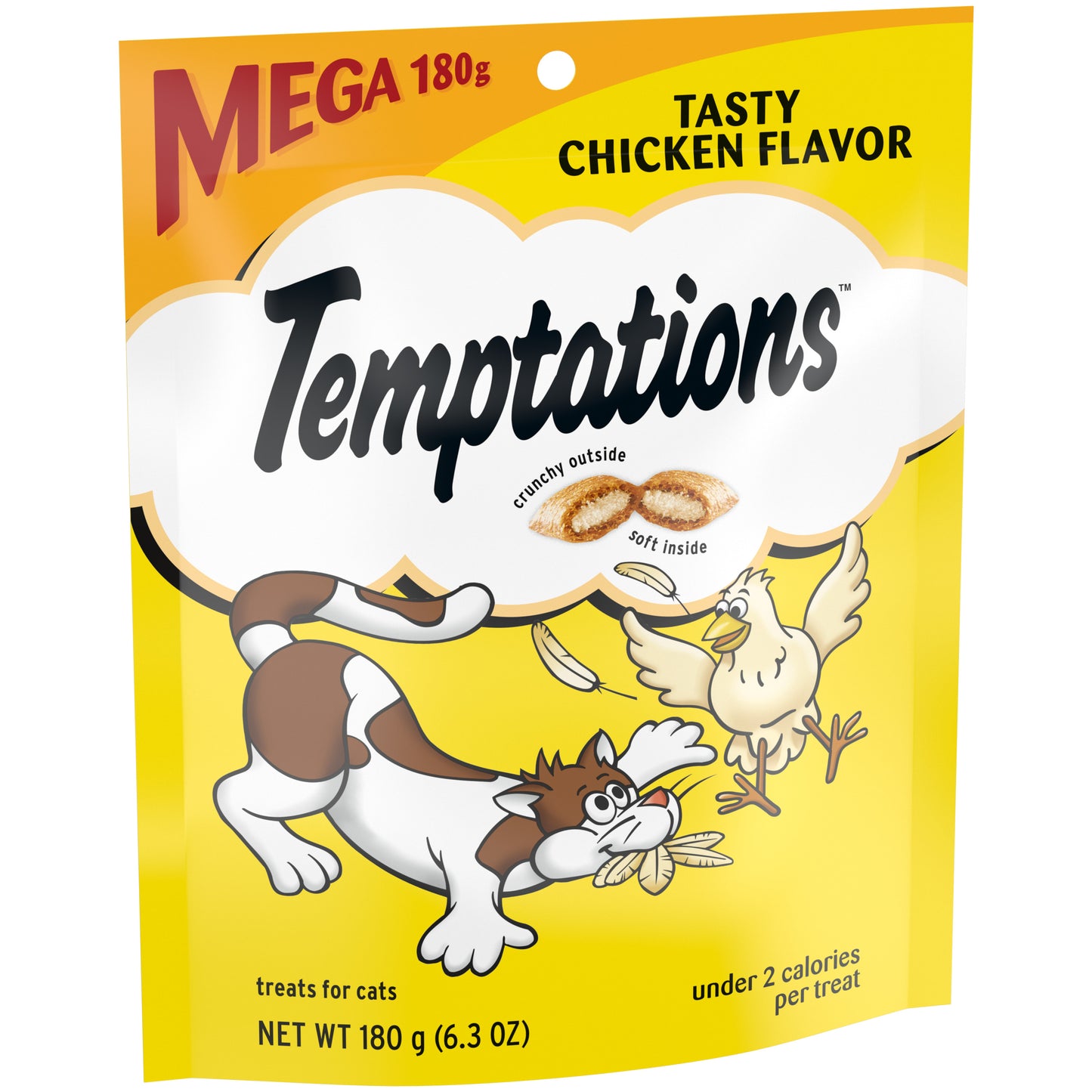 [Temptations][BUNDLE TEMPTATIONS Classic Cat Treats, Tasty Chicken Flavor, 6.3 oz. Pouch][Image Center Left (3/4 Angle)]