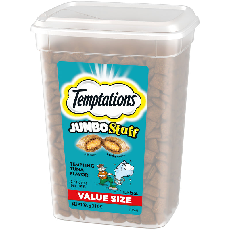 [Temptations][TEMPTATIONS JUMBO STUFF Tempting Tuna 14oz Value Pack][Image Center Right (3/4 Angle)]