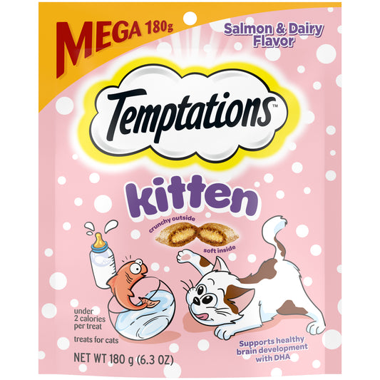 [Temptations][BUNDLE TEMPTATIONS Crunchy and Soft Kitten Treats, Salmon and Dairy Flavor, 6.3 oz. Pouch][Main Image (Front)]