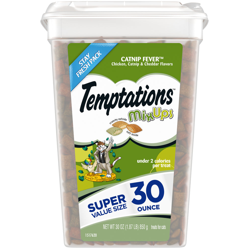 [Temptations][TEMPTATIONS MIXUPS Crunchy and Soft Cat Treats Catnip Fever Flavor, 30 oz. Tub][Main Image (Front)]
