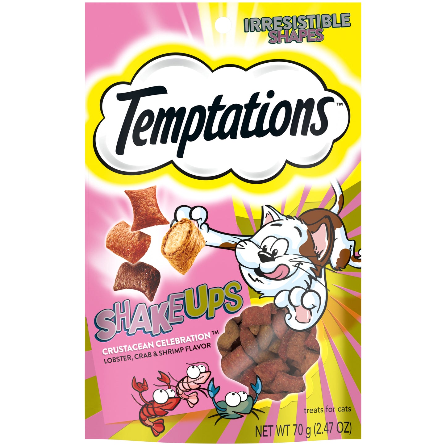 [Temptations][TEMPTATIONS ShakeUps Crunchy and Soft Cat Treats, Crustacean Celebration Flavor, 2.47 oz. Pouch][Main Image (Front)]