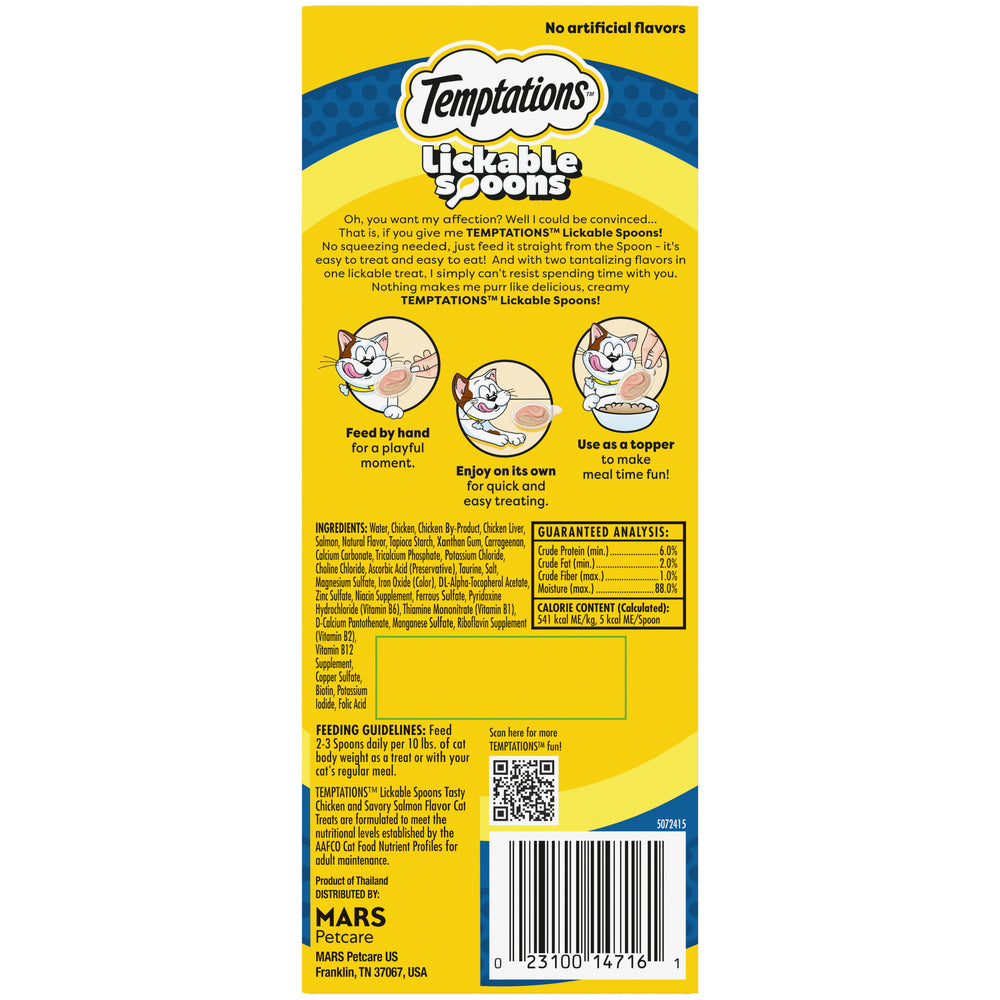[Temptations][Temptations Lickable Spoons, Tasty Chicken and Savory Salmon, Pack of 4][Back Image]
