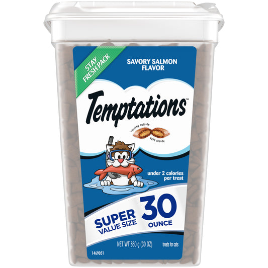 [Temptations][TEMPTATIONS Classic Cat Treats, Savory Salmon Flavor, 30 oz. Tub][Main Image (Front)]