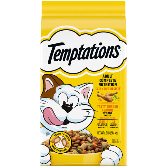 [Temptations][TEMPTATIONS Adult Dry Cat Food, Tasty Chicken Flavor, 6.3 lb. Bag][Main Image (Front)]