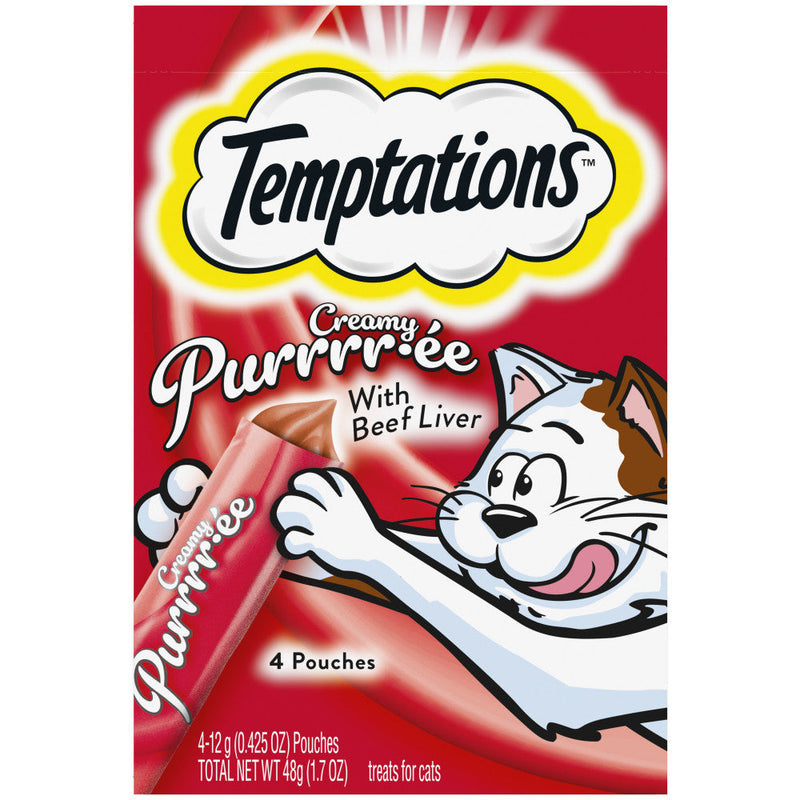 🎁 TEMPTATIONS Creamy Puree with Beef Liver Lickable Cat Treats, 4-Pack (100% off)