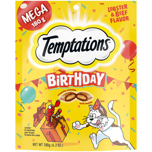 [Temptations][BUNDLE TEMPTATIONS Birthday Cat Treats, Lobster and Beef Flavor, 6.3 oz. Pouch][Main Image (Front)]