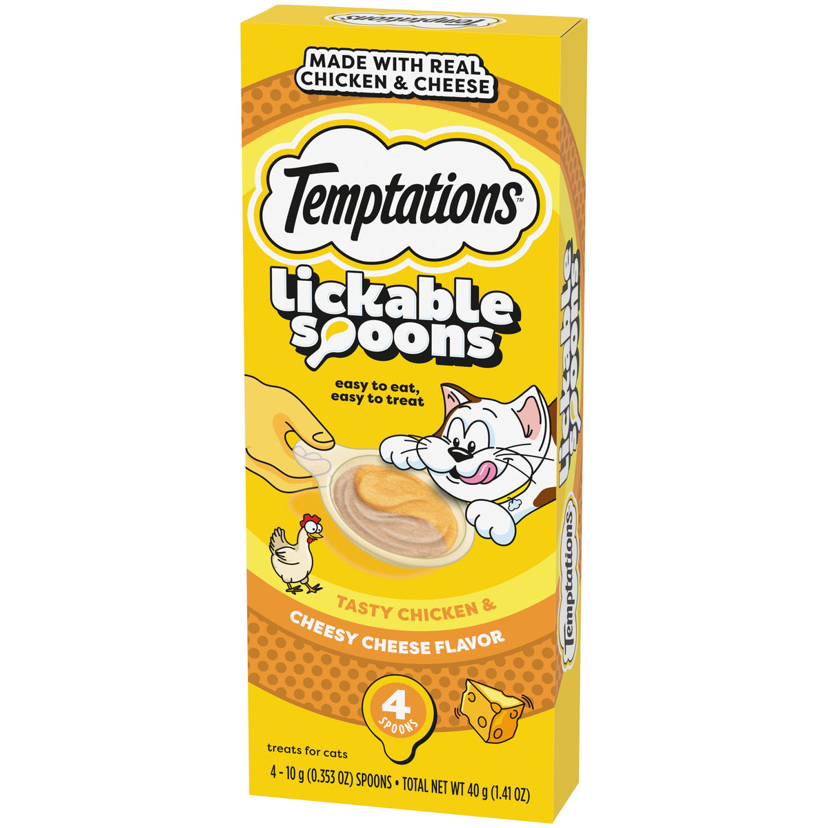 [Temptations][Temptations Lickable Spoons, Tasty Chicken and Cheesy Cheese, Pack of 4][Image Center Right (3/4 Angle)]