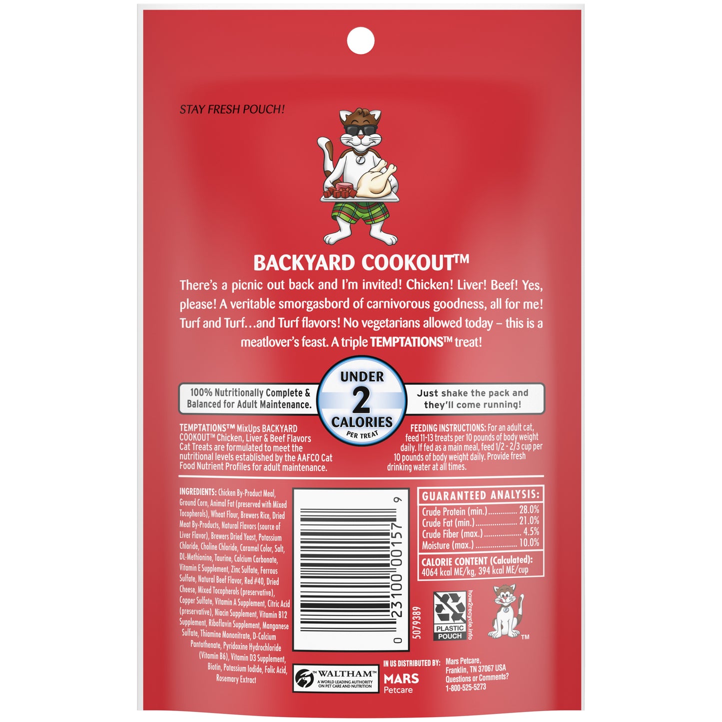 [Temptations][BUNDLE TEMPTATIONS MIXUPS Crunchy and Soft Cat Treats, Backyard Cookout Flavor, 3 oz. Pouch][Back Image]