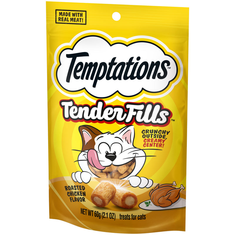 [Temptations][BUNDLE TEMPTATIONS TENDER FILLS Cat Treats, Roasted Chicken Flavor, 2.1 oz. Pouch][Image Center Right (3/4 Angle)]