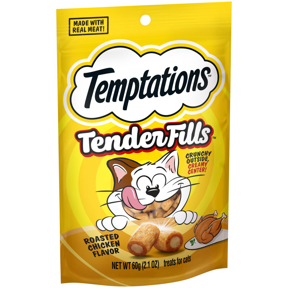 [Temptations][BUNDLE TEMPTATIONS TENDER FILLS Cat Treats, Roasted Chicken Flavor, 2.1 oz. Pouch][Image Center Left (3/4 Angle)]