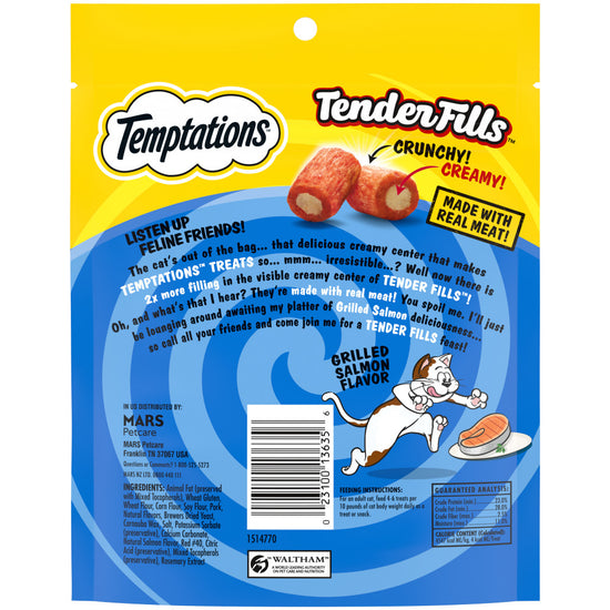 [Temptations][BUNDLE TEMPTATIONS TENDER FILLS Cat Treats, Grilled Salmon Flavor, 4.6 oz. Pouch][Back Image]