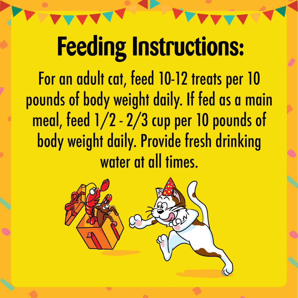[Temptations][BUNDLE TEMPTATIONS Birthday Cat Treats, Lobster and Beef Flavor, 6.3 oz. Pouch][Feeding Guidelines Image]