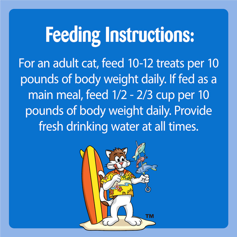 [Temptations][TEMPTATIONS MIXUPS, Crunchy and Soft Cat Treats, Surfers’ Delight Flavor, 30 oz. Tub][Feeding Guidelines Image]