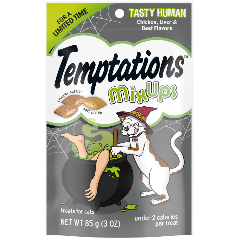 [Temptations][TEMPTATIONS MIXUPS Crunchy and Soft Cat Treats Tasty Human, Chicken, Liver & Beef Flavors, 3 oz. Pouch][Main Image (Front)]