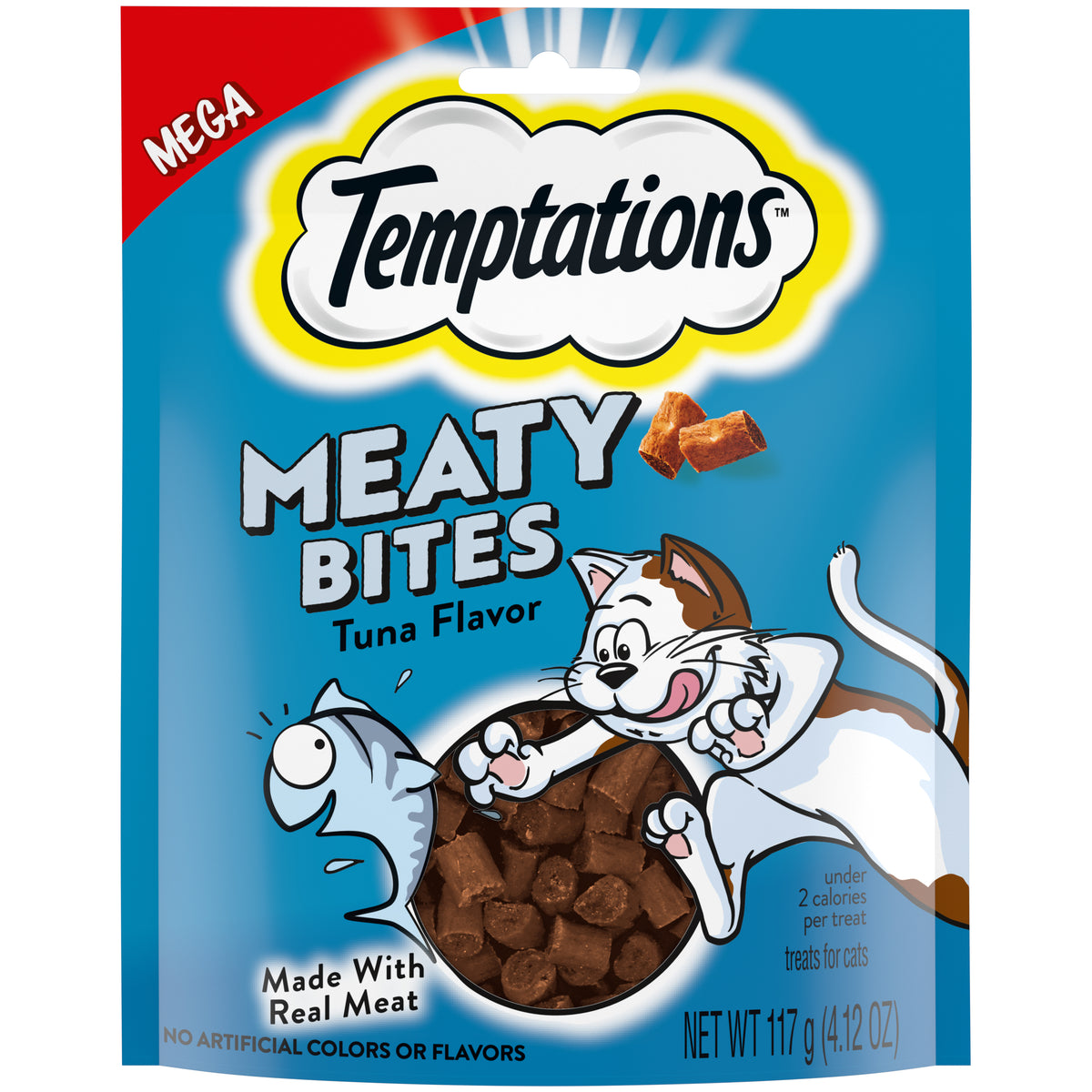 [Temptations][TEMPTATIONS Meaty Bites, Soft and Savory Cat Treats, Tuna Flavor, 4.1 oz. Pouch][Main Image (Front)]