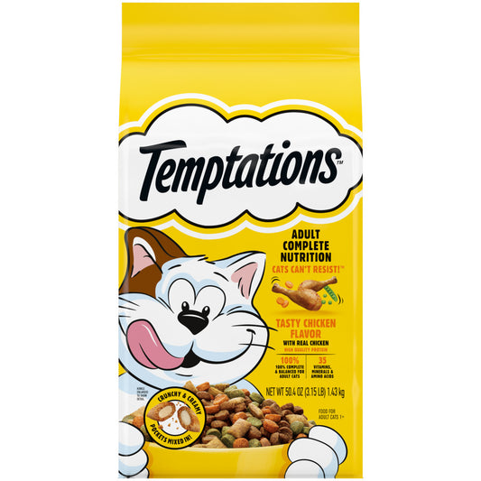 [Temptations][BUNDLE TEMPTATIONS Adult Dry Cat Food, Tasty Chicken Flavor, 3.15 lb. Bag][Main Image (Front)]