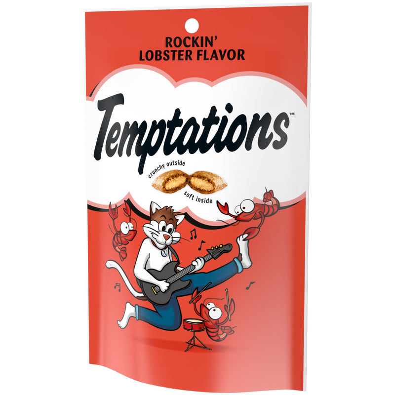 [Temptations][BUNDLE TEMPTATIONS Classic Cat Treats, Rockin' Lobster Flavor, 3 oz. Pouch][Image Center Right (3/4 Angle)]