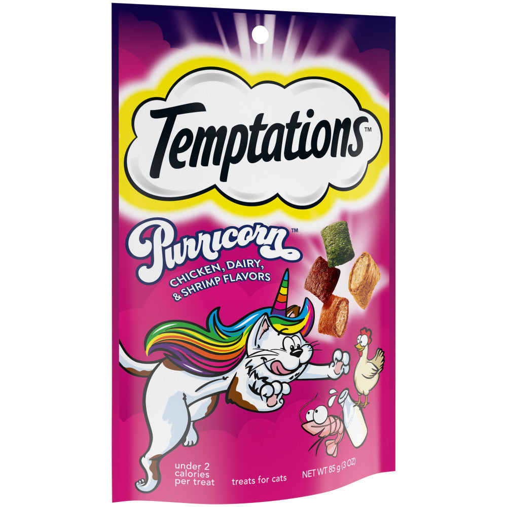 TEMPTATIONS Crunchy and Soft Cat Treats, Purricorn Flavor, 3 oz. Pouch