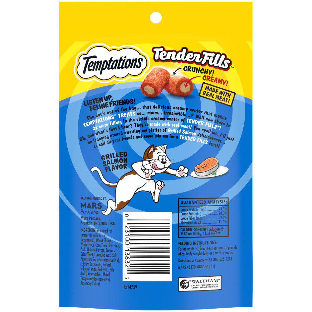 [Temptations][BUNDLE TEMPTATIONS TENDER FILLS Cat Treats, Grilled Salmon Flavor, 2.1 oz. Pouch][Back Image]