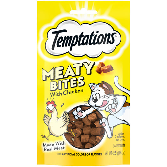 [Temptations][BUNDLE TEMPTATIONS Meaty Bites, Soft and Savory Cat Treats, Chicken Flavor, 1.5 oz. Pouch][Main Image (Front)]