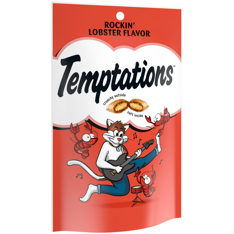 [Temptations][BUNDLE TEMPTATIONS Classic Cat Treats, Rockin' Lobster Flavor, 3 oz. Pouch][Image Center Left (3/4 Angle)]